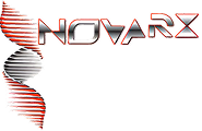 Sci-fi themed logo with DNA motif
