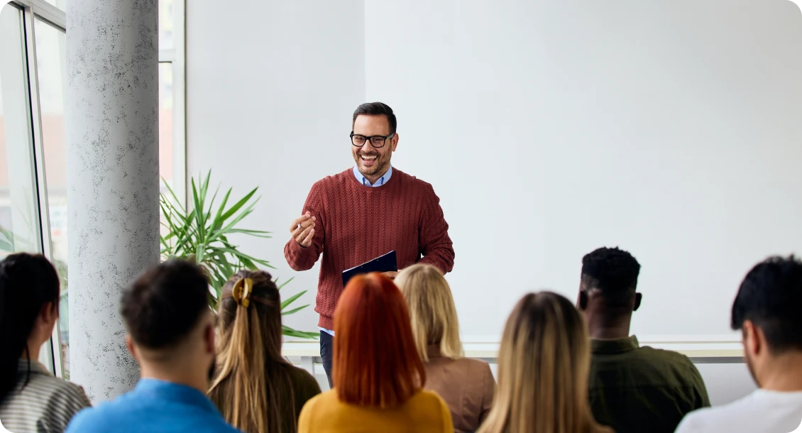Man giving presentation to audience